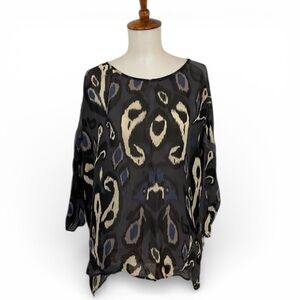 Rag & Bone Mithi Silk‎ Sheer Crew Neck Drop 3/4  Sleeve Tunic